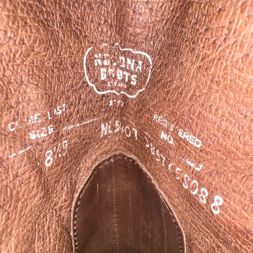 Nocona Leather Cowgirl Boots Tan Half Moon Toe 11” Tall Size 8.5 Women’s - Picture 9 of 9
